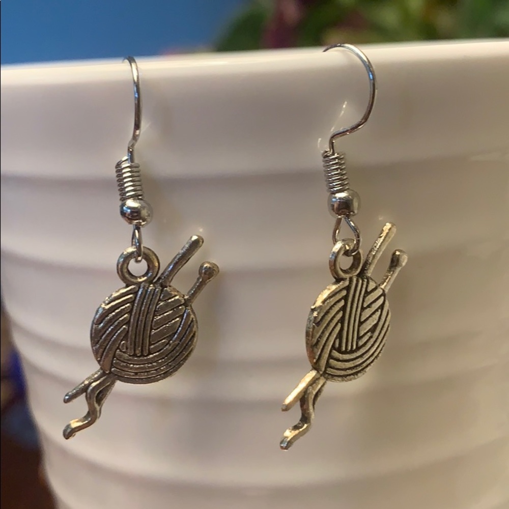 Earrings, Yarn with Crochet / Sewing Hooks